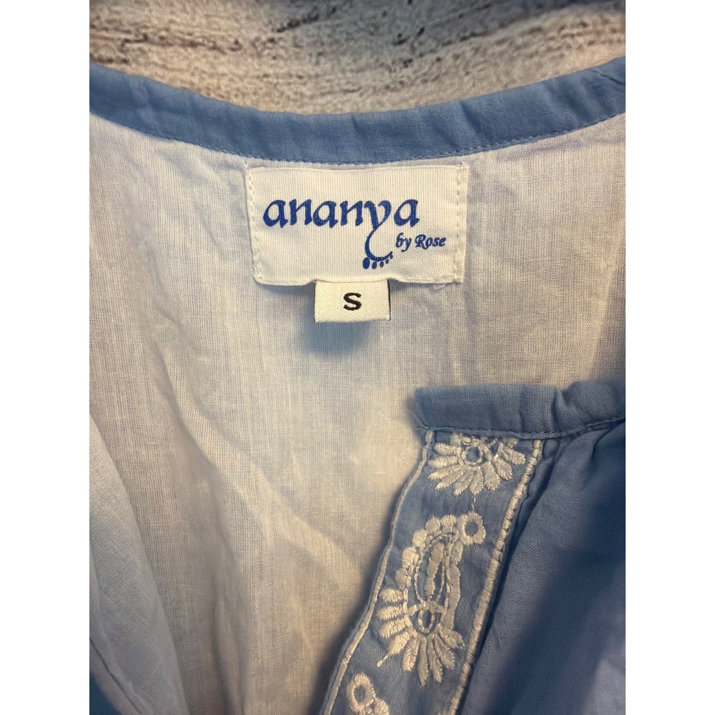 Ananya by Rose Embroidered Maxi Dress With Puff Sleeves Size S